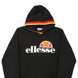 Age 14 Ellesse Spellout Hoodie - Large Black Cotton Blend