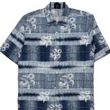 Vintage Southpole Floral Hawaiian Shirt - Medium Blue Polyester
