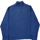 Vintage Polo By Ralph Lauren 1/4 Zip - XL Blue Cotton Blend