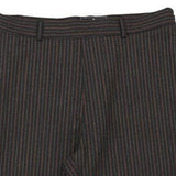 Les Copains Striped Trousers - 32W UK 14 Brown Cotton