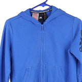 Age 11-12 Adidas Spellout Hoodie - Medium Blue Cotton Blend
