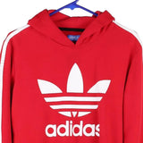 Age 13-14 Adidas Spellout Hoodie - Small Red Cotton Blend