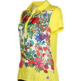 Moncler Floral Polo Shirt - Medium Yellow Cotton Blend