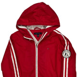 Tommy Hilfiger Logo On Chest And Sleeve Tommy Hilfiger Striped Jacket - Large Red Polyester