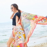 Anyyou 100% Mulberry Silk Orange Long Scarf for Women Luxury Beach Shawl Swimwear Cover-Up Pashmina Wrap Foulard