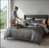 Anycozy King Bed Sheet Set – Deep Grey & Light Grey Ultra‑Soft Luxury Egyptian Cotton Bedding Cover, 6‑Piece Ensemble