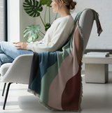 Anycozy Faux Cashmere Throw Blanket – Abstract Rainbow Wave Pattern Sofa Cover with Tassels, Soft Home Decor Accent