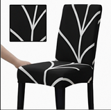 Anyseat Black with Linear Design Chair Cover – Elastic Slipcover with Anti‑Dirt Protection for Dining Room, Kitchen, Wedding, Hotel, Banquet & Restaurant