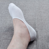 Anyfootwear 5 Pairs Men's Invisible Boat Socks Size 4-9 White Summer Thin Cotton Non-Slip Silicone Breathable Solid Color Low Cut Socks