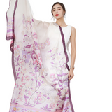 Anyyou 100% Mulberry Silk Purple Long Scarf for Women Luxury Beach Shawl Swimwear Cover-Up Pashmina Wrap Foulard