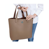 Reversible Vegan Tote In Brown & Beige