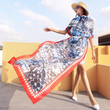 Anyyou 100% Mulberry Silk Dark Blue Long Scarf for Women Luxury Beach Shawl Swimwear Cover-Up Pashmina Wrap Foulard