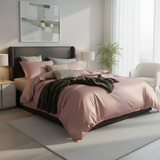 Anycozy Queen Bed Sheet Set – Pink & Deep Grey Ultra‑Soft Luxury Egyptian Cotton Bedding Cover, 4‑Piece Ensemble