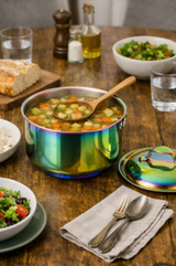Anygleam Rainbow 304 Stainless Steel Saucepan – Small Milk & Soup Pot with Lid, Long Handle, Thickened Base, Induction Compatible Dormitory Cookware