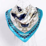 Anyyou Fashion Premium Satin Square Scarf – Elegant Lake Blue Silk-Feel Neckwrap for Women