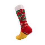Anyfootwear 3 Pairs Multi-Color Black Size 5-11 Fashion Socks Pizza Sushi Design Happy Harajuku Style Skate Cotton Comfortable Casual Socks Perfect Christmas Gift