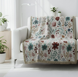 Anycozy Faux Cashmere Throw Blanket – Floral Sofa Cover with Tassels, Soft Home Decor Accent