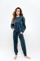 Velvet women joggers - blue