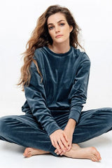 Velvet women joggers - blue