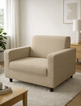 Anyseat 1-Seater Sofa Cover – Plain Beige Style Slipcover for Living Room Chair Protection