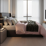 Anycozy Queen Bed Sheet Set – Pink & Deep Grey Ultra‑Soft Luxury Egyptian Cotton Bedding Cover, 4‑Piece Ensemble