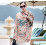 Anyyou 100% Mulberry Silk Light Orange Long Scarf Luxury Brand Women Beach Shawl Wear Swimwear Pashimina Face Shield Foulard
