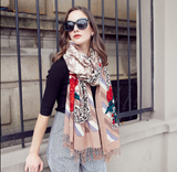 Anyyou 100% Pure Merino Wool Multicolor Strips Pattern Stylish Poncho Winter Large Scarf With Trendy Pashmina Shawl Bandana For Womenfashion Design