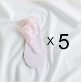 Anyfootwear 5 Pairs One Size 4-5 Light Peach Ankle Socks Lace Peacock Flower Design Fashion Cotton Breathable Casual Socks For Women