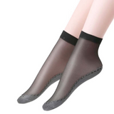Anyfootwear 10 Pairs Free Size Fashion Socks High Quality Velvet Silk Spring Summer Breathable Soft Cotton Bottom Wicking Slip-resistant for Women Black