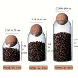 Anygleam Condiments Container 3Pcs Glass Jar Storage With Cork Ball Lids Canister