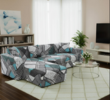 Anyseat 4-Seater Sofa Cover – Dark Grey Geometric Style Slipcover for Living Room Chair Protection