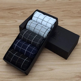 Anyfootwear 5 Pairs Men's Casual Business Socks Size 6-10 High Quality Cotton Breathable Elastic Checkered Dress Socks