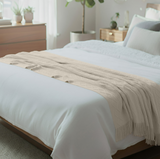 Anycozy White Faux Cashmere Throw Blanket – Diamond Knit Sofa Cover & Home Decor Accent