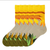 Anyfootwear 5 Pairs Size 5-9 Women Fashion Socks Combed Cotton Abstract Grass Oil Painting Print Novelty Funny Happy Crew Socks Colorful Casual Christmas Gift