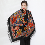 Anyyou 100% Merino Wool Black Neck Wrap Silk Satin Large Winter Scarf Pashmina Shawl Bandana Perfect For Women Ladies Fashion Style