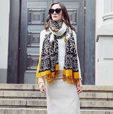 Anyyou 100% Merino Wool Mustard And Patterns Silk Satin Large Winter Scarf Pashmina Shawl Bandana Perfect For Women Ladies Fashion Style