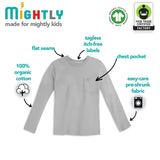 Organic Cotton Kids Shirts - Long Sleeve Pocket Tee