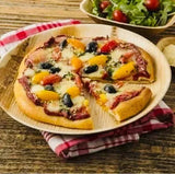 Dtocs Disposable Charcuterie Board - 12 Inch Round (25-50 Pcs) | USDA Certified Bio-based Palm Leaf Compostable Bamboo Platter Look Serving Tray