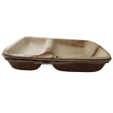 Dtocs Compartment Plate - Palm Leaf Plate 9x6 Inch (Pack 50) | Bamboo Plate like Portion Plate - USDA Certified Biobased Lunch Plates