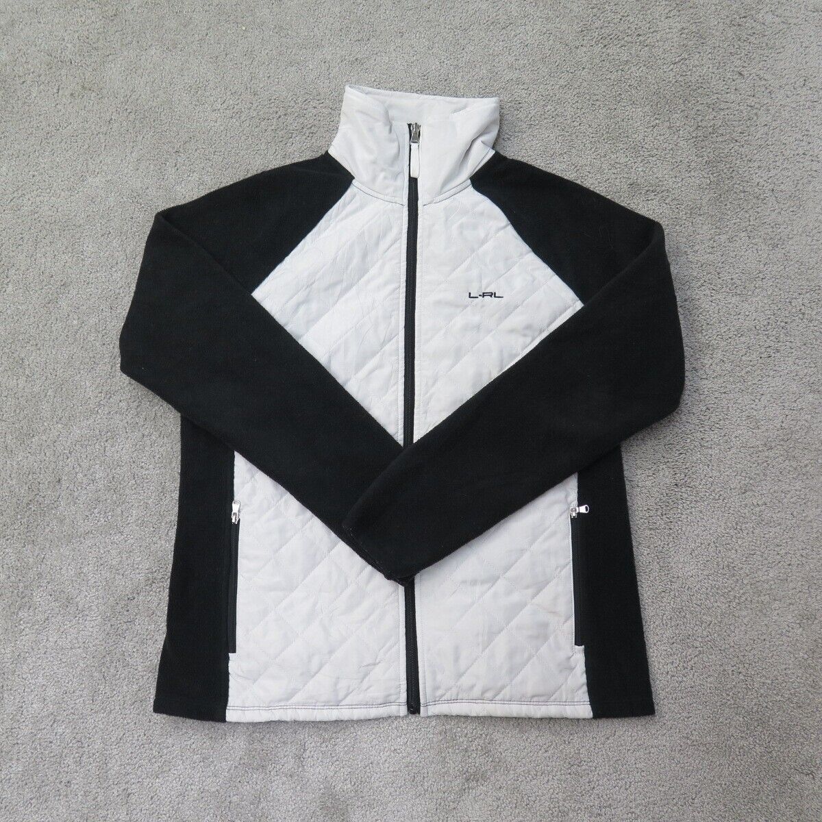 Ralph Lauren Jacket Womens Medium White Black Activewear Fleece Full Z –  Cerqular