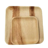 Dtocs Bamboo Look Compostable Palm Leaf Plate Dinnerware Square Combo (50 Pcs) | 10 Inch Dinner Plates (25) & 7 Inch Dessert Plates (25)