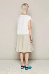 Brigit Dress (White & Beige)