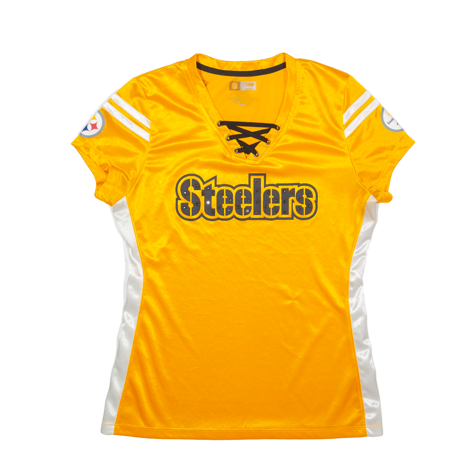 NFL Pittsburgh Steelers Rhinestone USA Jersey Yellow V-Neck Nylon Shor –  Cerqular