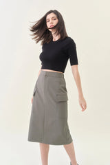 Crop Ribbed Tee - Black