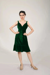 Celeste Velvet Flounce Dress