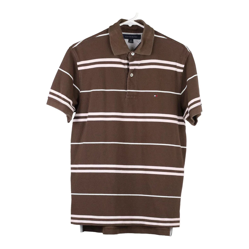 Tommy Hilfiger Striped Polo Shirt - Small Brown Cotton – Cerqular