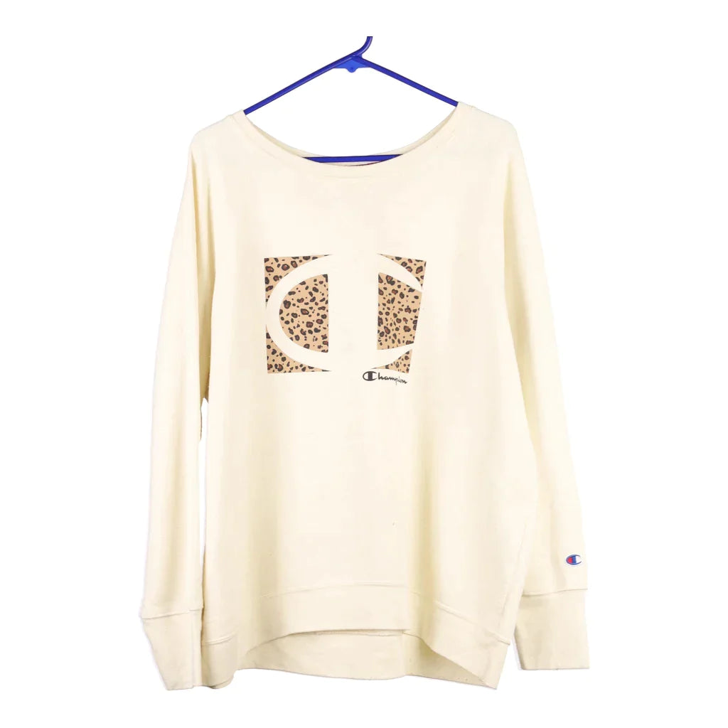 Champion Animal print Sweatshirt - 2XL Cream Cotton Blend – Cerqular