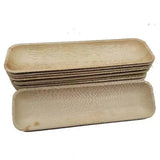 Dtocs Palm Leaf Disposable Sushi, BBQ Platter Tray 13"x4" (Pack 25) | Bamboo Look Party Platters