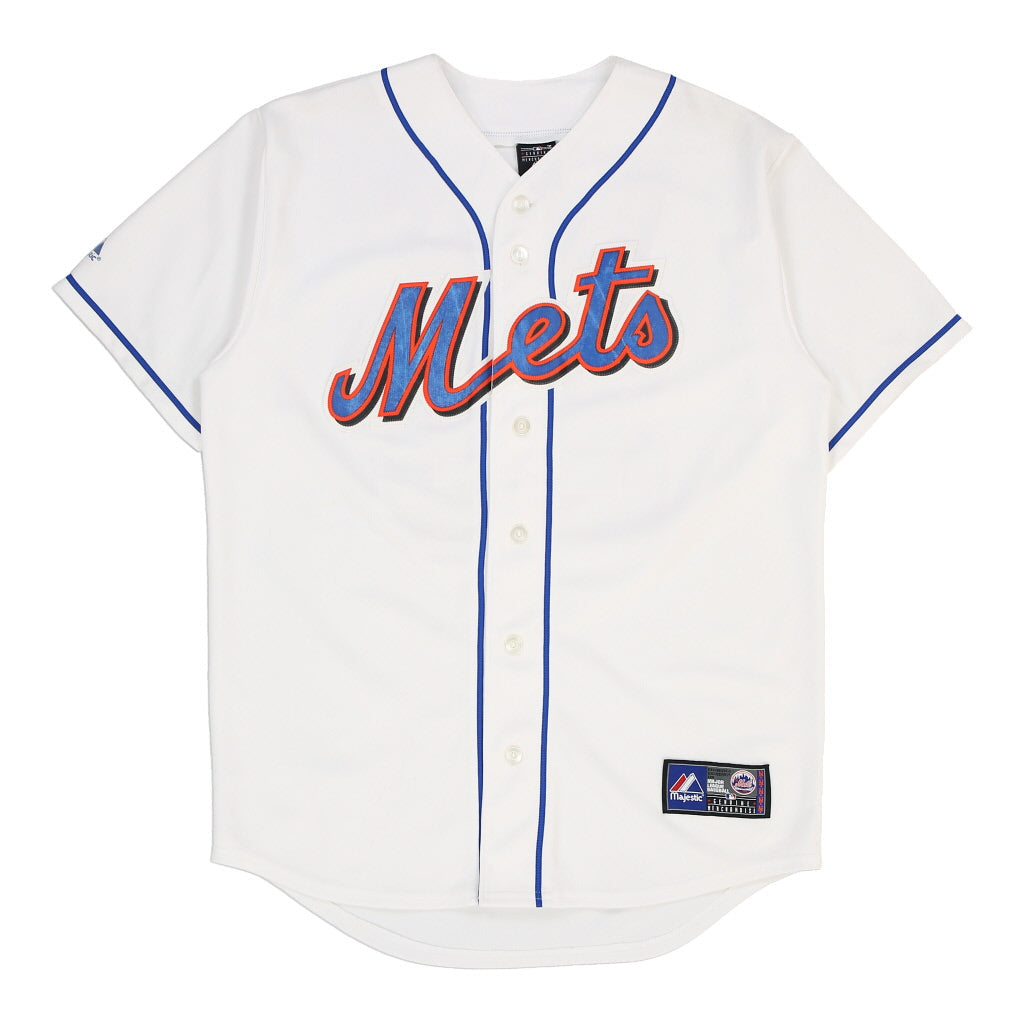 1990's Cotton Mets Jersey in Cream With Blue and Orange 