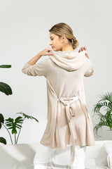 Hooded Wrap Cardigan - Almond